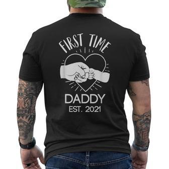 1St Time Daddy New Dad Est 2021 Fathers Day Men's T-shirt Back Print - Monsterry UK
