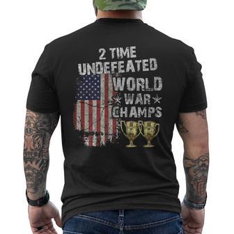 2 Time Undefeated World War Champs Distressed Men's T-shirt Back Print - Monsterry AU