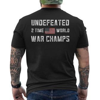 2 Time World War Champs Flag Undefeated Usa 4Th Of July Men's T-shirt Back Print - Monsterry AU