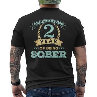 2 Year Sober Sobriety Anniversary Recovery Men Men's T-shirt Back Print - Monsterry