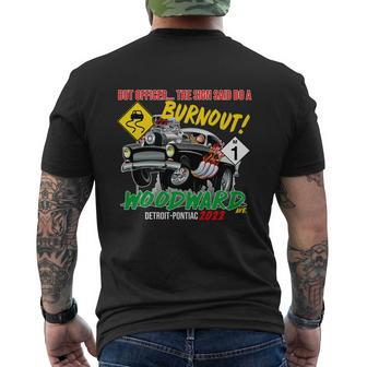 2022 Woodward Cruise Burnout Officer Mens Back Print T-shirt - Thegiftio UK
