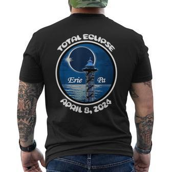 2024 Eclipse Erie Pa Tower Lake Ere April Path Of Totality Men's T-shirt Back Print - Monsterry DE