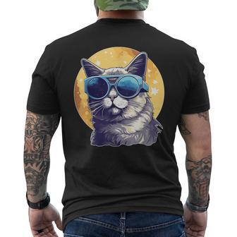 2024 Solar Eclipse Cat Wearing Solar Eclipse Glasses Men's T-shirt Back Print - Thegiftio UK