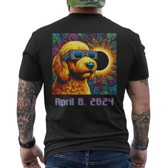2024 Solar Eclipse Dog Goldendoodle Glasses Psychedelic Pet Men's T-shirt Back Print - Seseable