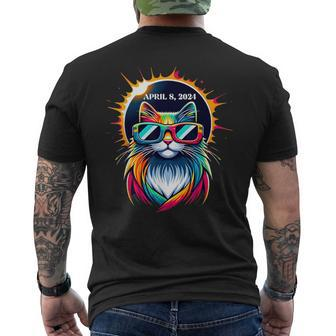 2024 Solar Eclipse Fantasy Cat Wearing Solar Eclipse Glasses Men's T-shirt Back Print | Seseable CA