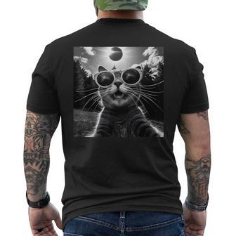 2024 Solar Eclipse Cat Wearing Solar Eclipse Glasses Men's T-shirt Back Print | Mazezy