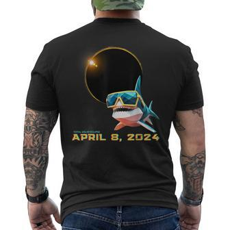 2024 Solar Eclipse Shark Solar Eclipse Glasses Men's T-shirt Back Print - Seseable