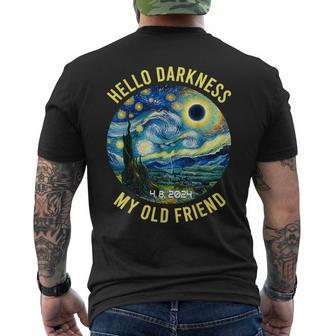 2024 Solar Eclipse Hello Darkness My Old Friend Starry Night Men's T-shirt Back Print | Seseable CA