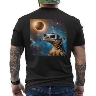 2024 Solar Eclipse Lizard Wearing Glasses Totality Men's T-shirt Back Print - Monsterry