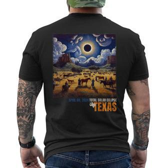 2024 Solar Eclipse Texas Van Gogh Starry Night Style Men's T-shirt Back Print - Seseable