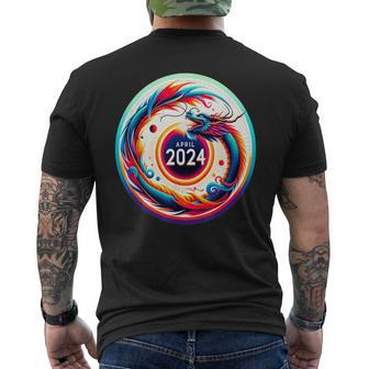 2024 Solar Eclipse In The Year Of The Dragon Men's T-shirt Back Print | Mazezy