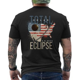 2024 Solar EclipseTotal Solar Eclipse Path American Flag Men's T-shirt Back Print | Mazezy