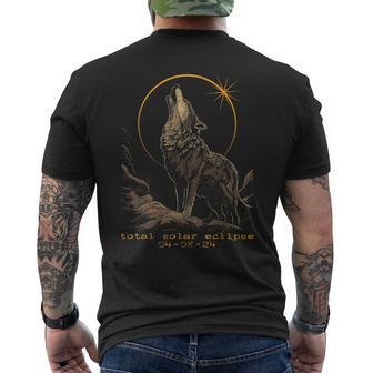 2024 Total Solar Eclipse April 8 Wolf Men's T-shirt Back Print - Monsterry DE