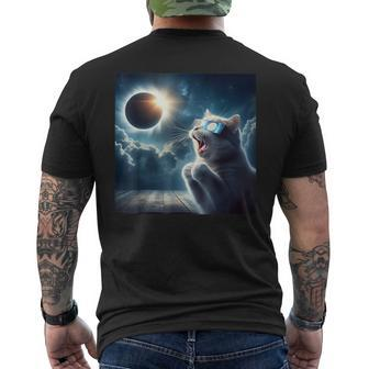 2024 Total Solar Eclipse Cat Wearing Glasses Totality Cat Men's T-shirt Back Print - Monsterry DE