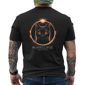 2024 Total Solar Eclipse Purrclipse Cat With April Date Men's T-shirt Back Print - Monsterry
