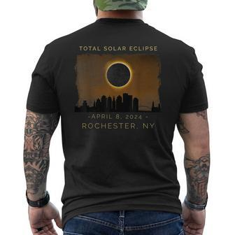 2024 Total Solar Eclipse In Rochester New York Vintage Men's T-shirt Back Print | Mazezy
