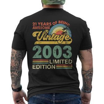 21St Birthday Born In 2003 21 Years Old Vintage 2003 Men's T-shirt Back Print - Monsterry