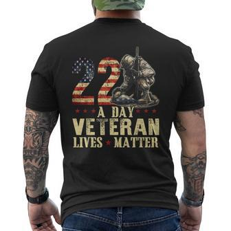 22 Day Veteran Lives Matter Suicide Awareness Us Flag Men's T-shirt Back Print - Monsterry UK