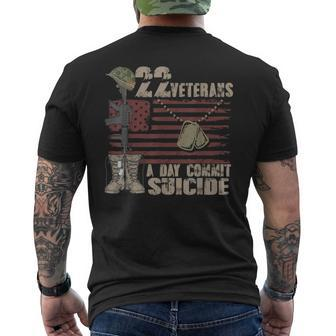 22 Dog Tag Veteran Suicide Awareness Veteran Lives Matter Men's T-shirt Back Print - Monsterry