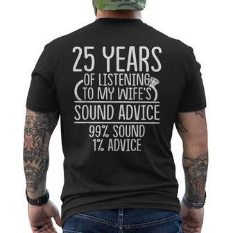 25Th 25 Year Wedding Anniversary Listen Husband Wife Men's T-shirt Back Print - Monsterry UK
