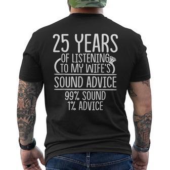 25Th 25 Year Wedding Anniversary Listen Husband Wife Men's T-shirt Back Print - Monsterry AU