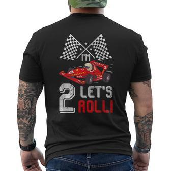 2Nd Birthday Race Car 2 Year Old Let's Roll Toddler Boy Men's T-shirt Back Print - Monsterry UK
