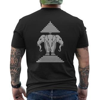 3 Head Elephant Erawan Laos Mens Back Print T-shirt - Thegiftio UK