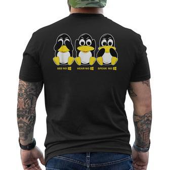 3 Linux Penguins Hörre Sehen Sprechen Kein Win Informatiker T-Shirt mit Rückendruck - Seseable