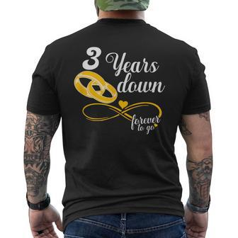 3 Years Down Forever To Go 3Rd Anniversary For Couples Men's T-shirt Back Print - Monsterry AU