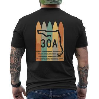 30A Surfboards Towns Of 30A Mens Back Print T-shirt - Seseable