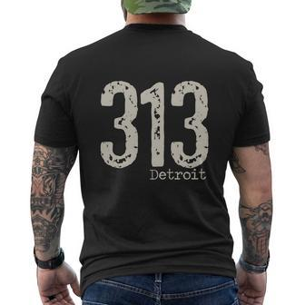 313 Detroit Area Code Mens Back Print T-shirt - Thegiftio UK