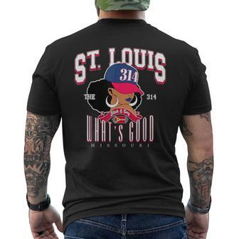 314 Area Code St Louis Missouri Flag Afro Puff For Shawty Men's T-shirt Back Print - Monsterry CA