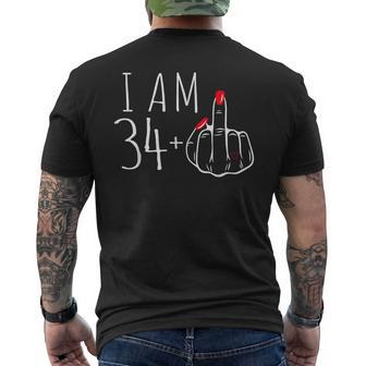 I Am 34 Plus 1 Middle Finger 34Th Women's Birthday Men's T-shirt Back Print - Monsterry DE