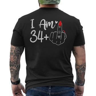 I Am 34 Plus 1 Middle Finger For A 35Th Birthday For Women Men's T-shirt Back Print | Mazezy