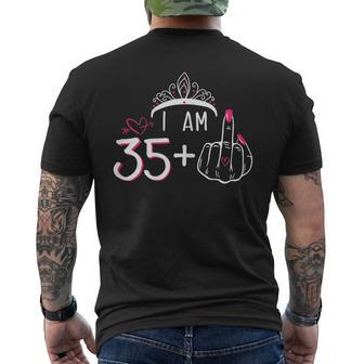 I Am 35 Plus 1 Middle Finger 36Th Women's Birthday Men's T-shirt Back Print - Thegiftio UK