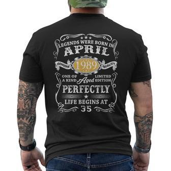35 Years Old Vintage Legends Born April 1989 35Th Birthday Men's T-shirt Back Print - Monsterry