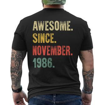 36 Years Old Awesome Since November 1986 36Th Birthday Mens Back Print T-shirt - Thegiftio UK
