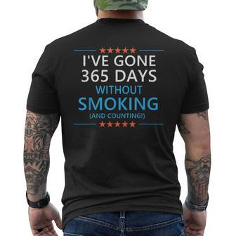 365 Days Without Smoking 1 Year Smoke Free Anniversary Men's T-shirt Back Print - Monsterry
