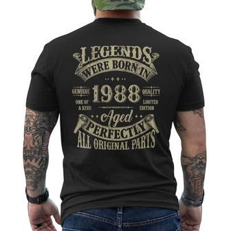 36Th Birthday 36 Years Old Vintage Legends Born In 1988 Men's T-shirt Back Print - Monsterry
