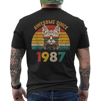 37Th Birthday Cat Lover 37 Year Vintage Awesome Since 1987 Men's T-shirt Back Print - Thegiftio UK