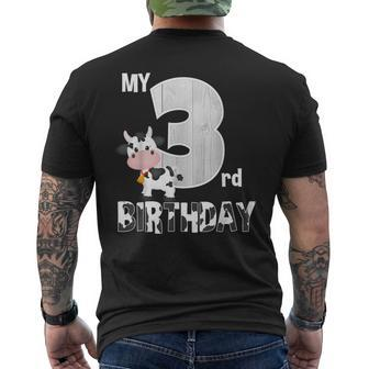 My 3Rd Birthday Cow Moo I'm 3 Yrs Old Farm Theme Birthday Men's T-shirt Back Print - Monsterry UK