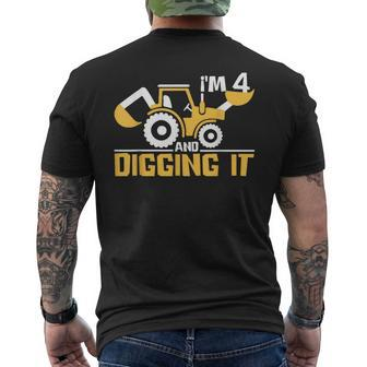 Im 4 And Digging It Boy 4 Year Old 4Th Birthday Construction Men's T-shirt Back Print - Thegiftio UK