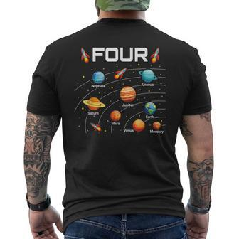 4 Year Old Boys Girls Space Planets 4Th Birthday Boy Men's T-shirt Back Print - Thegiftio UK