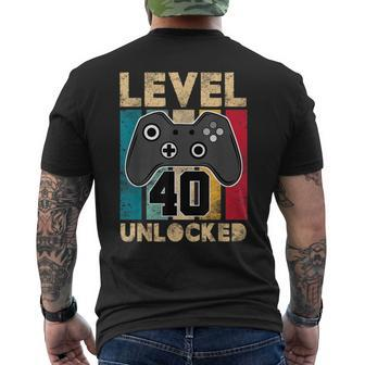 40 Year Old Bday Level 40 Unlocked Gaming 40Th Birthday Men's T-shirt Back Print - Thegiftio UK
