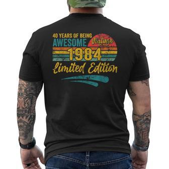 40 Years Old 40Th Birthday For Vintage 1984 Retro Men's T-shirt Back Print - Monsterry