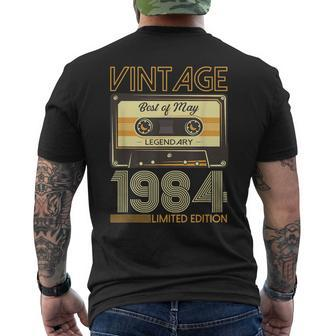 40Th Birthday Man May Vintage 1984 Vintage Cassette Men's T-shirt Back Print - Monsterry