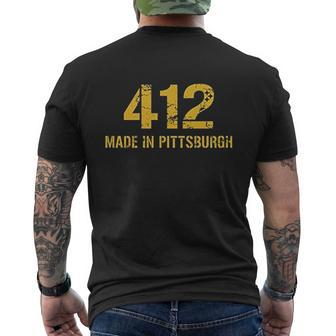 412 Made In Pittsburgh Black And Gold Yinzer Pride Mens Back Print T-shirt - Thegiftio UK