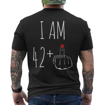 I Am 42 Plus 1 Middle Finger For A 43Th Birthday Men's T-shirt Back Print | Mazezy