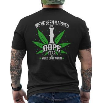 420 Stoner Couple Married 1 Dope Year 1St Anniversary Men's T-shirt Back Print - Monsterry
