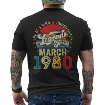 44 Years Old Legend Since March 1980 44Th Birthday Men Men's T-shirt Back Print | Mazezy DE
